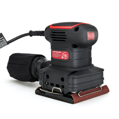 2 Amp Corded 1/4 Sheet Palm Sander with Dust Bag, Vacuum Hose Adapter, Punch Plate & 3 Sanding Sheets, New Condition