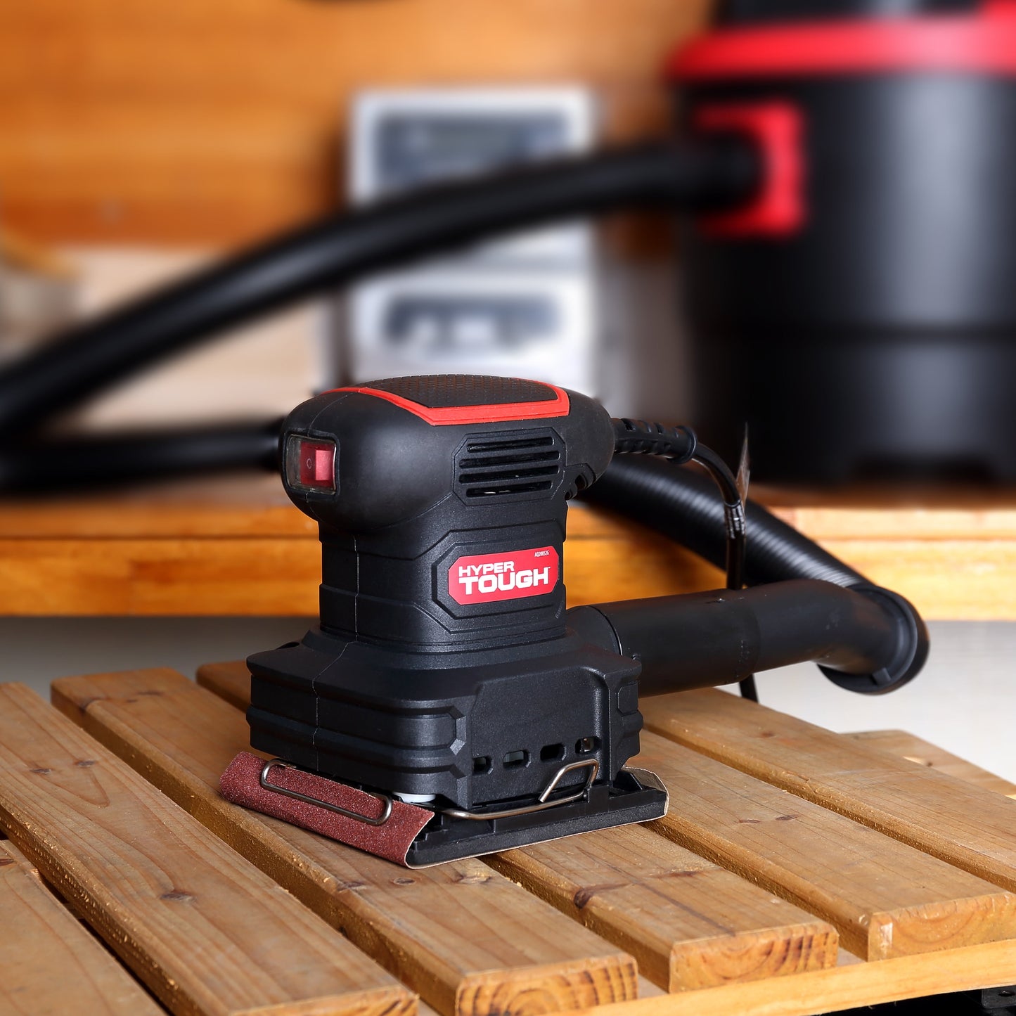 2 Amp Corded 1/4 Sheet Palm Sander with Dust Bag, Vacuum Hose Adapter, Punch Plate & 3 Sanding Sheets, New Condition