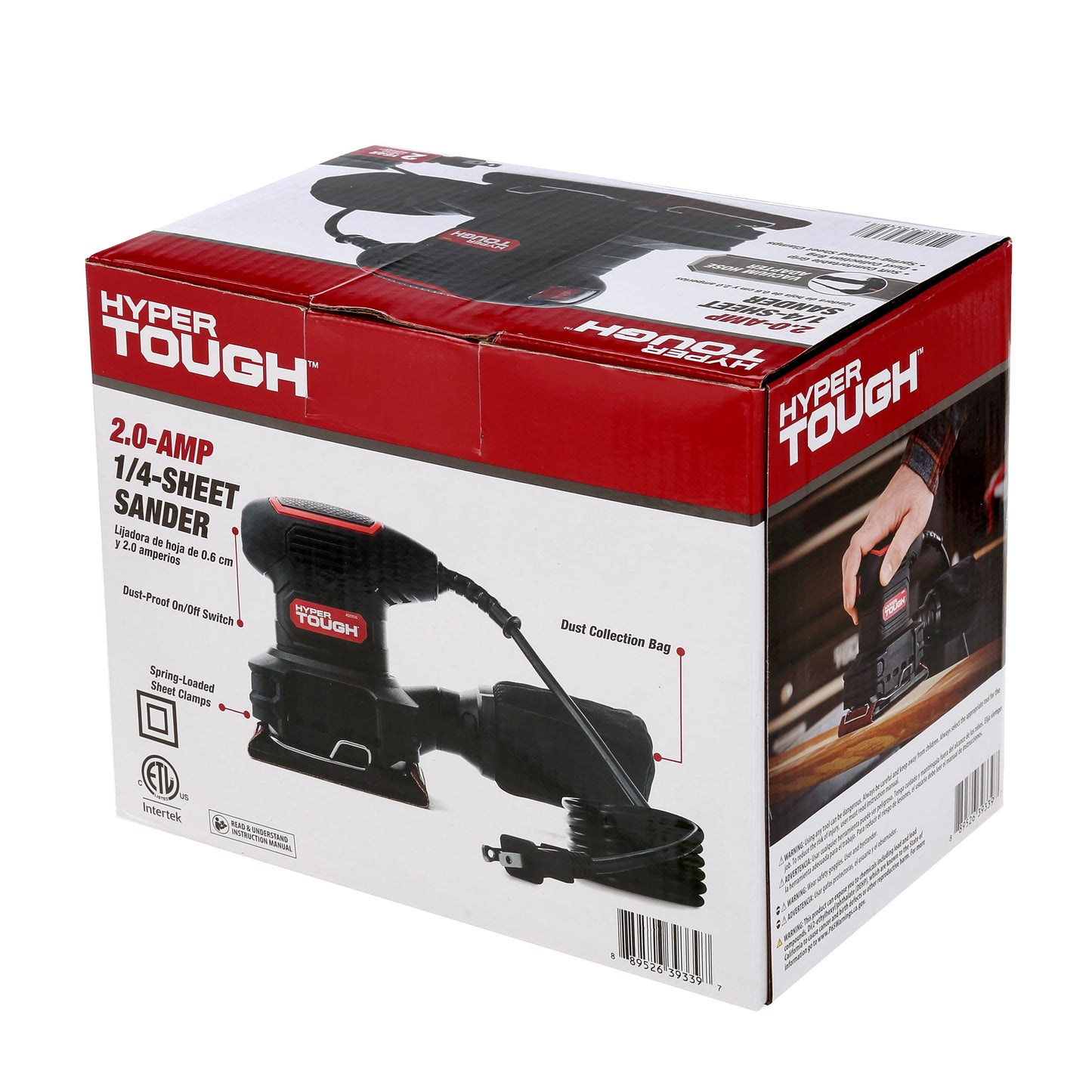 2 Amp Corded 1/4 Sheet Palm Sander with Dust Bag, Vacuum Hose Adapter, Punch Plate & 3 Sanding Sheets, New Condition