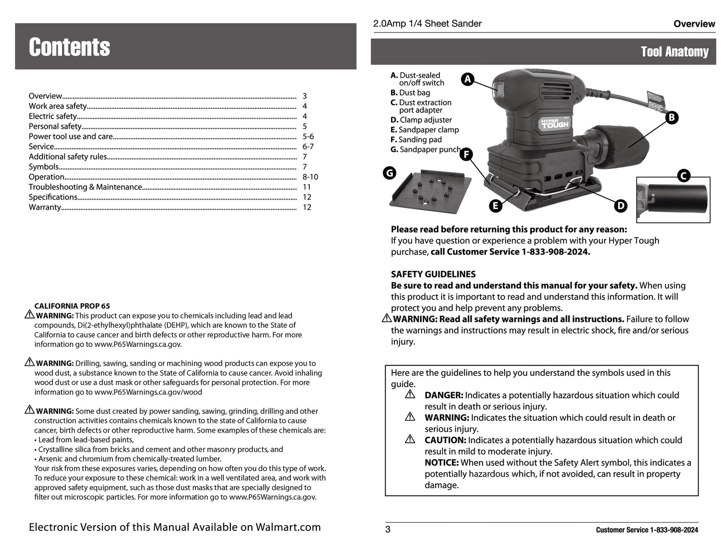 2 Amp Corded 1/4 Sheet Palm Sander with Dust Bag, Vacuum Hose Adapter, Punch Plate & 3 Sanding Sheets, New Condition